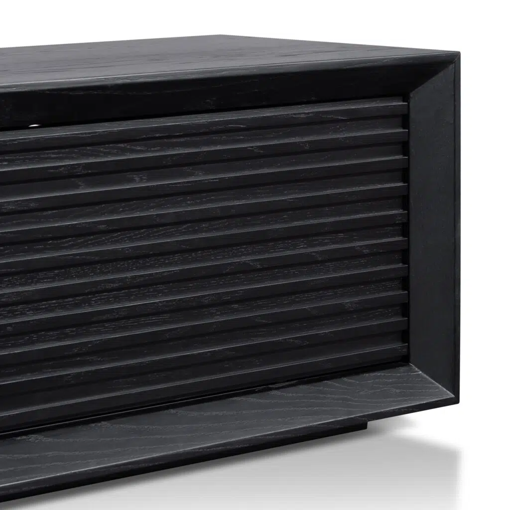 Black Oak Wooden TV Entertainment Unit with Spacious Storage