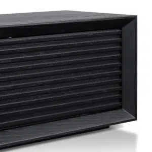 Black Oak Wooden TV Entertainment Unit with Spacious Storage