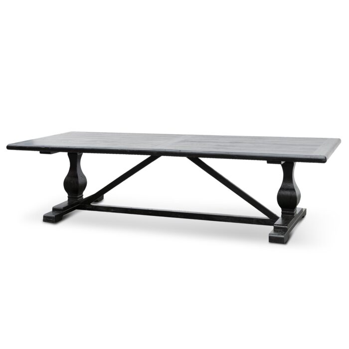 Reclaimed Dining Table Black Thick Top Industrial Style