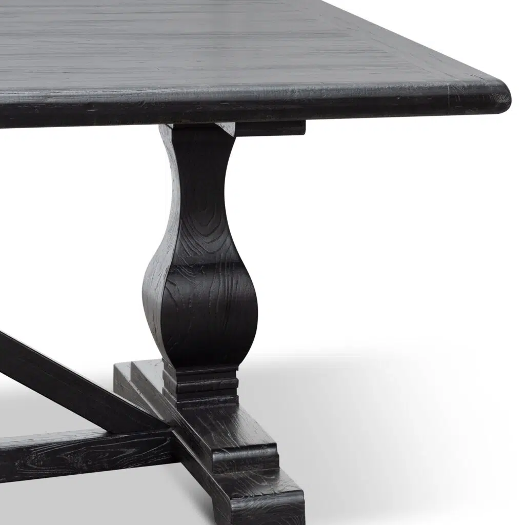 Reclaimed Elm Black Dining Table – Industrial Style, 3m Length, Spacious Seating