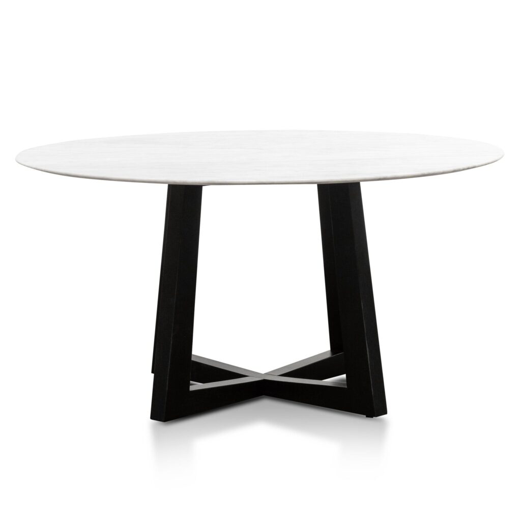 Black Marble Round Dining Table 1.5m Modern