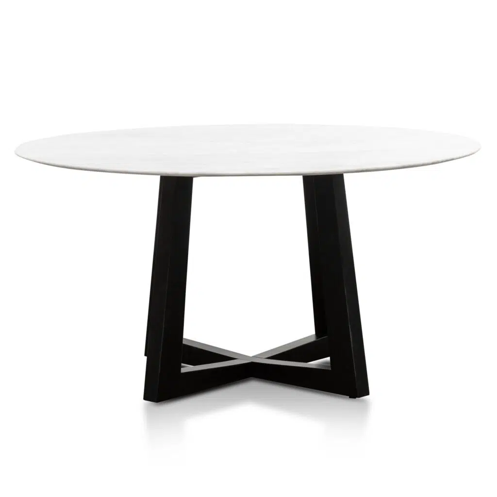 Black Marble Round Dining Table 1.5m Modern