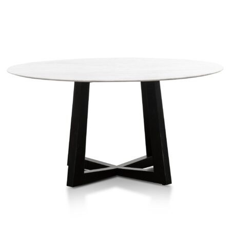 Nyven 1.5m Round Marble Dining Table - Black