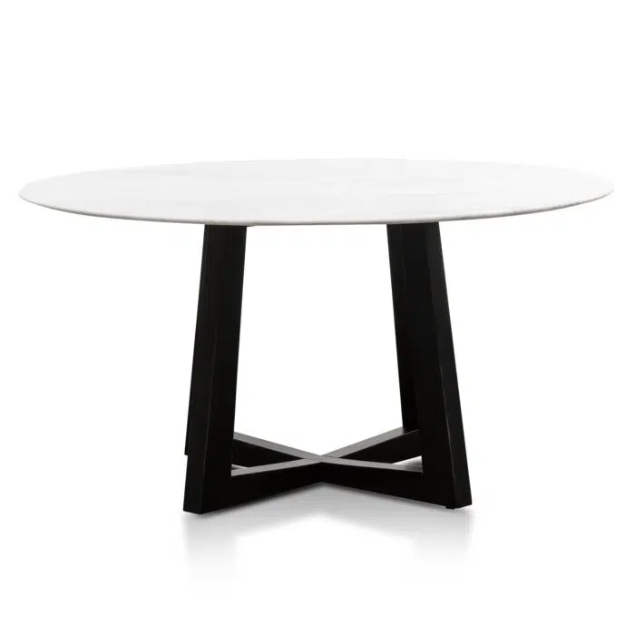 Nyven 1.5m Round Marble Dining Table – Black