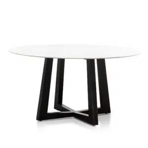 Nyven 1.5m Round Black Marble Dining Table X-Cross Base