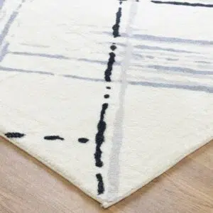 Cloud Geo Cream Blue cloud-like soft, machine-washable, eco-friendly rug