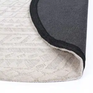 Amritsar Zalij Cream Round Rug - Soft Polyester & Durable Cotton, Geometric Patterns, Versatile for Contemporary & Traditional Spaces, 9mm Pile Height