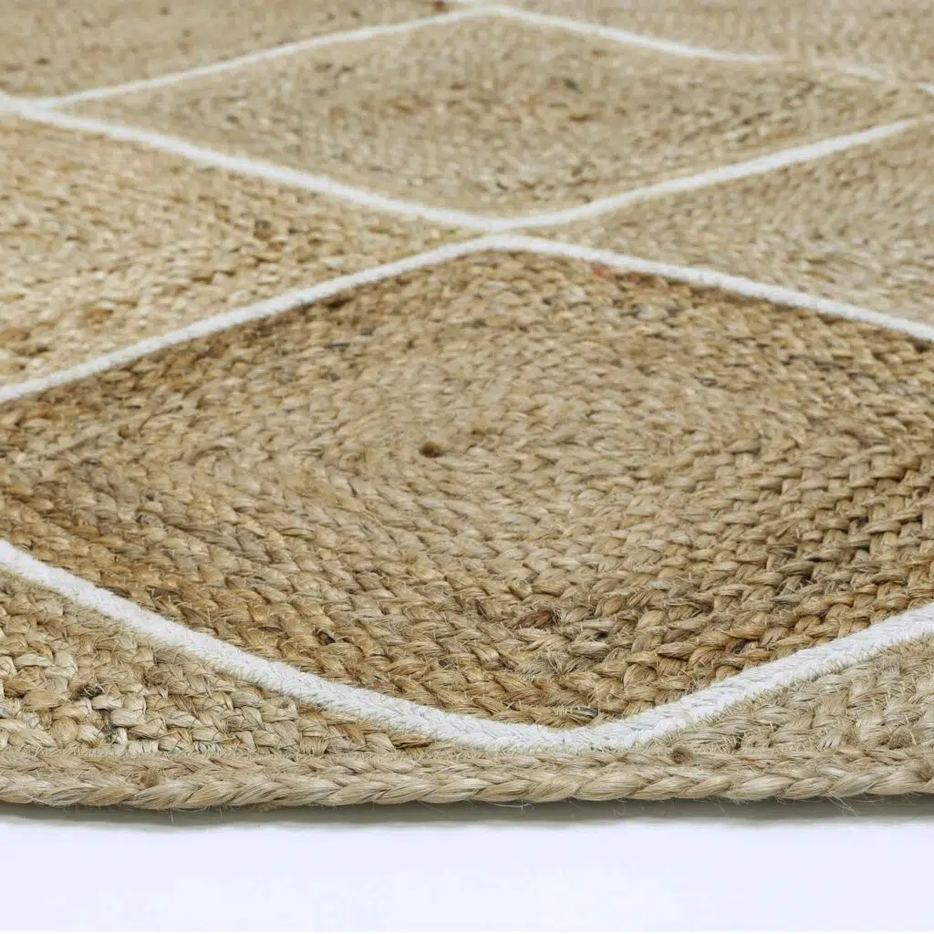 Handcrafted artisan natural diamond rug with geometric patterns and earthy tones for timeless interiors