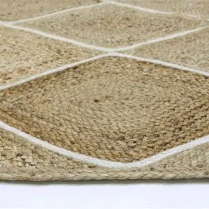 Handcrafted artisan natural diamond rug with geometric patterns and earthy tones for timeless interiors