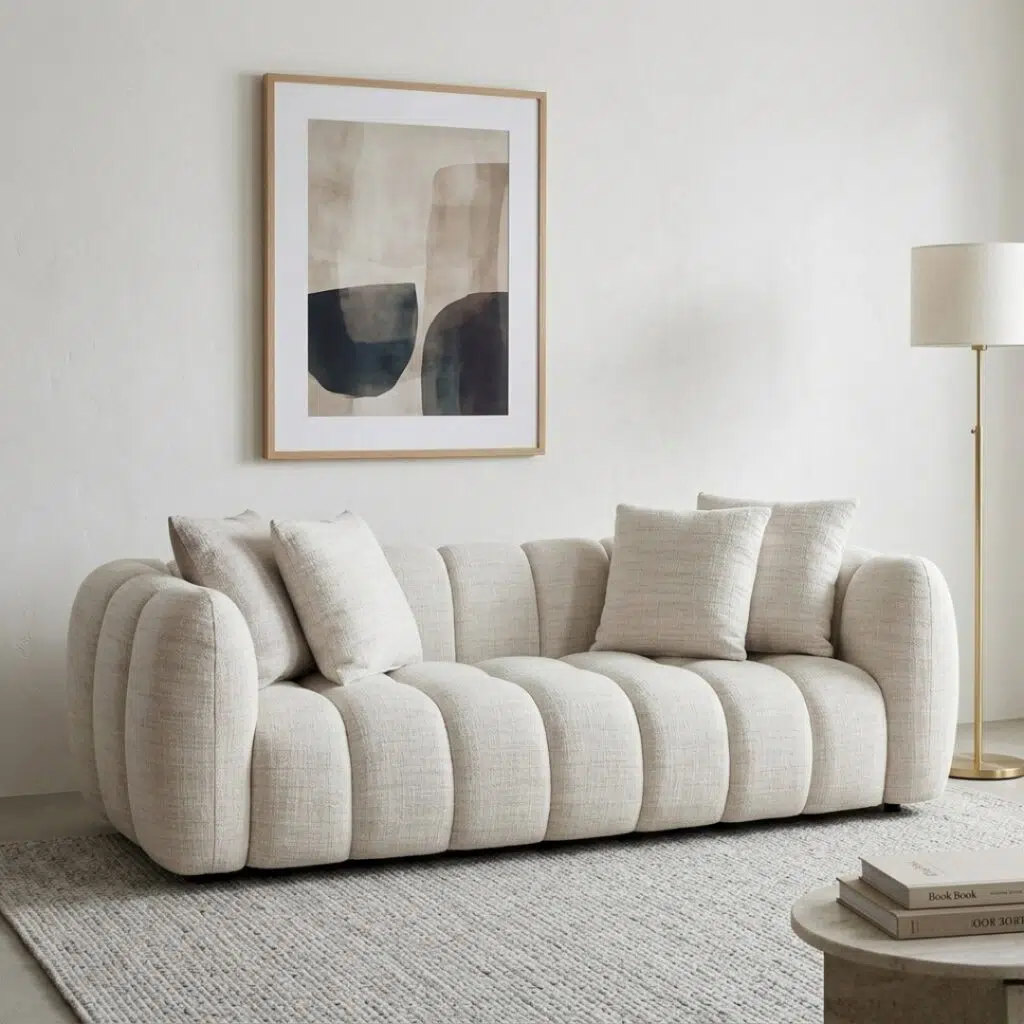 Cream Aria Fabric 3-Seater Sofa for Modern Living Rooms
