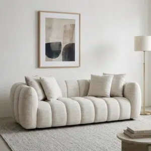 Cream Aria Fabric 3-Seater Sofa for Modern Living Rooms