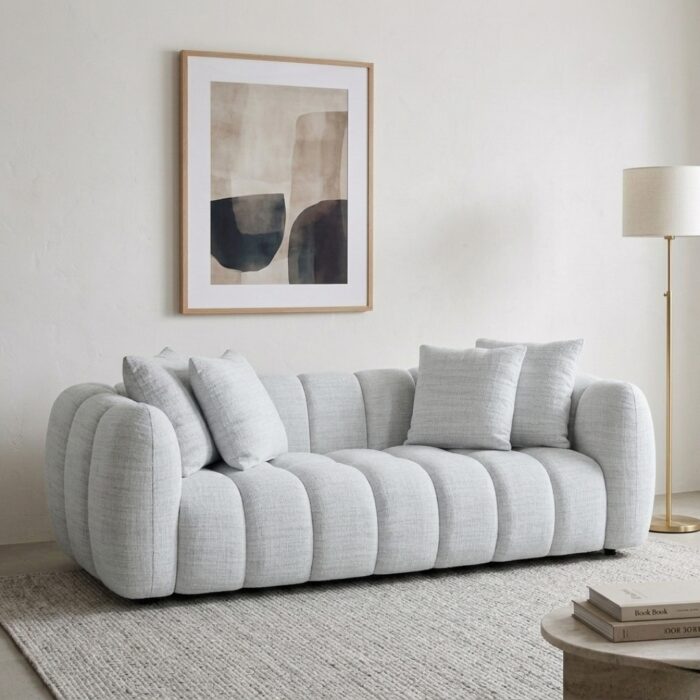 Grey Aria Fabric 3-Seater Sofa for Modern Living Rooms
