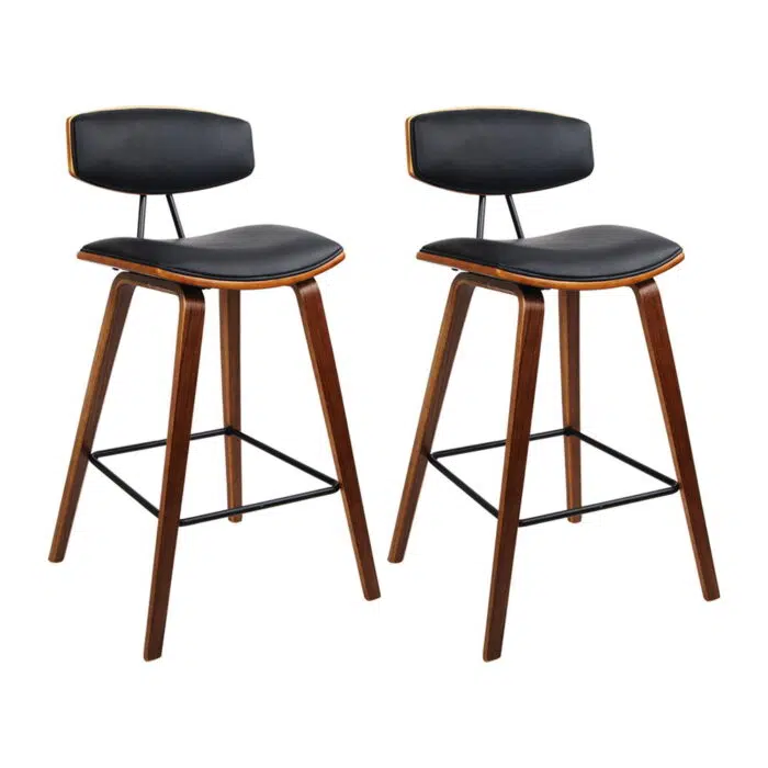 Artiss Bar Stools Leather Padded w/Backrest(Set of 2)