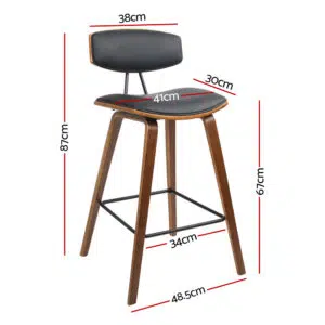Artiss Bar Stools Leather Padded Backrest Set 2