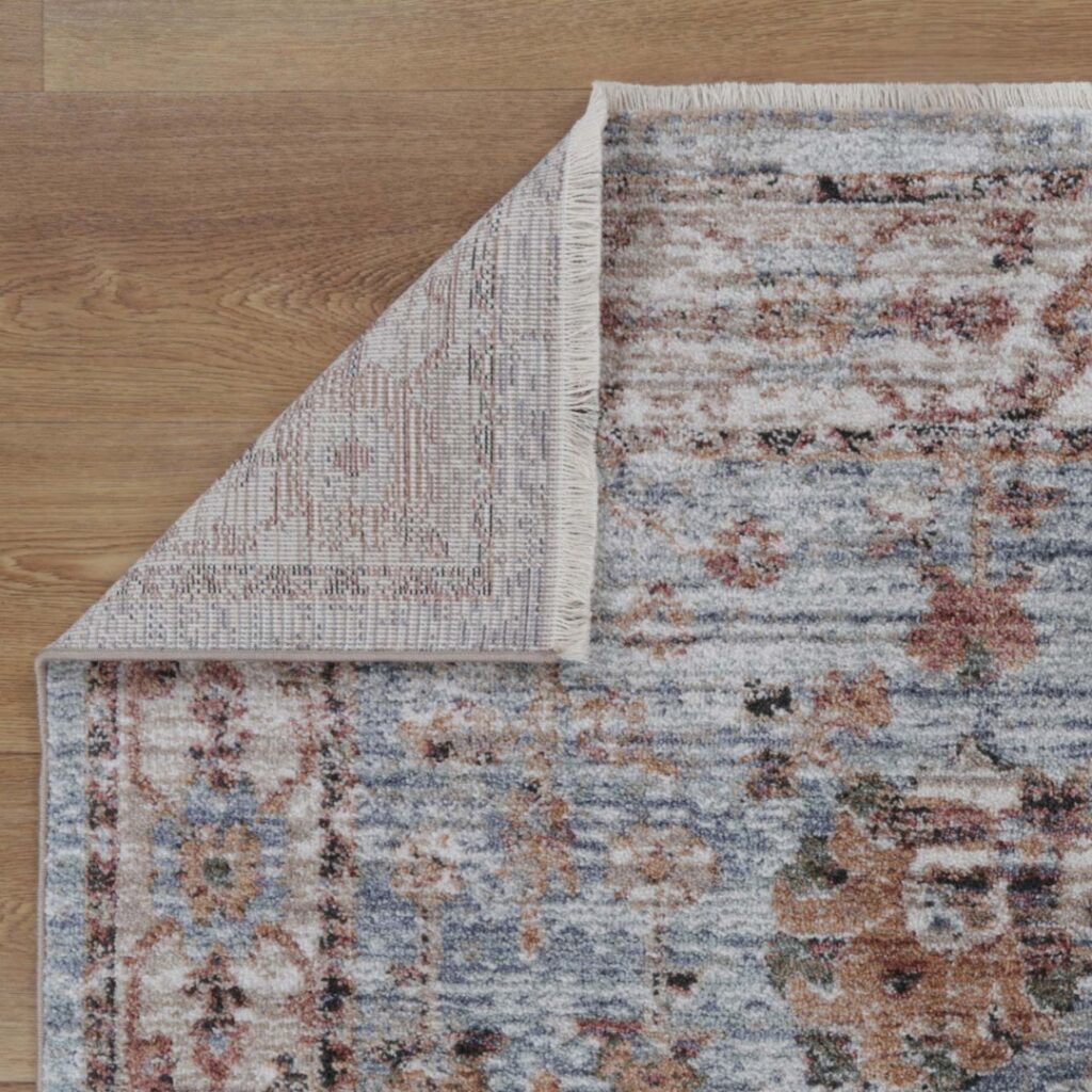 Modern Transitional Blue Rug with Vibrant Patterns and Durable Material