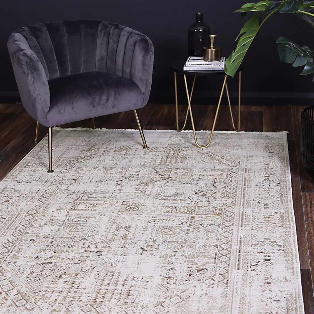 Bohemian Paradise Beige Multi Rug Durable Soil-Resistant