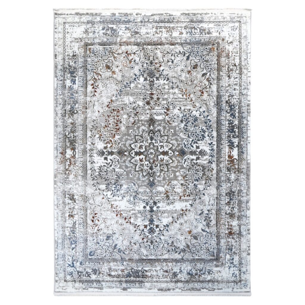 Bohemian Vintage Medallion Grey Multi Rug – Durable, Soil-Resistant, Customizable for Any Space