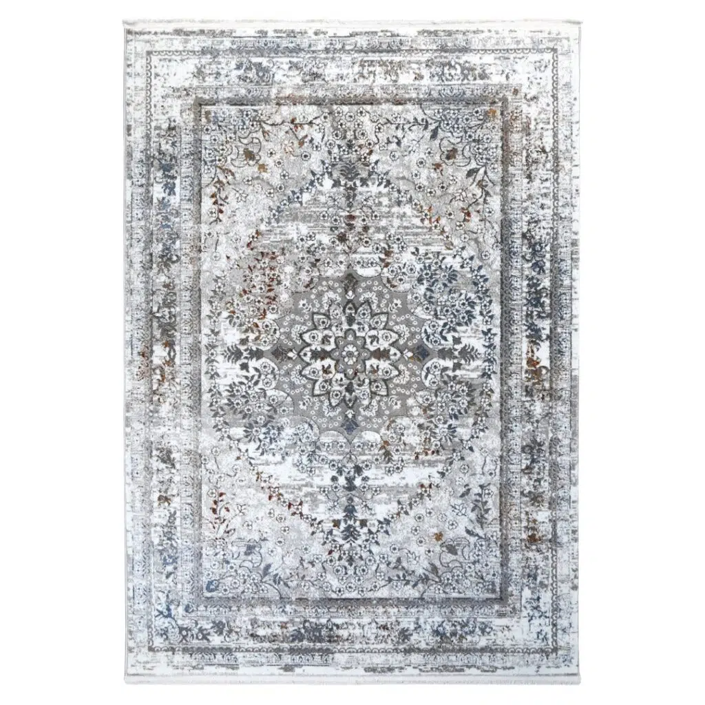 Bohemian Vintage Medallion Grey Multi Rug – Durable, Soil-Resistant, Customizable for Any Space