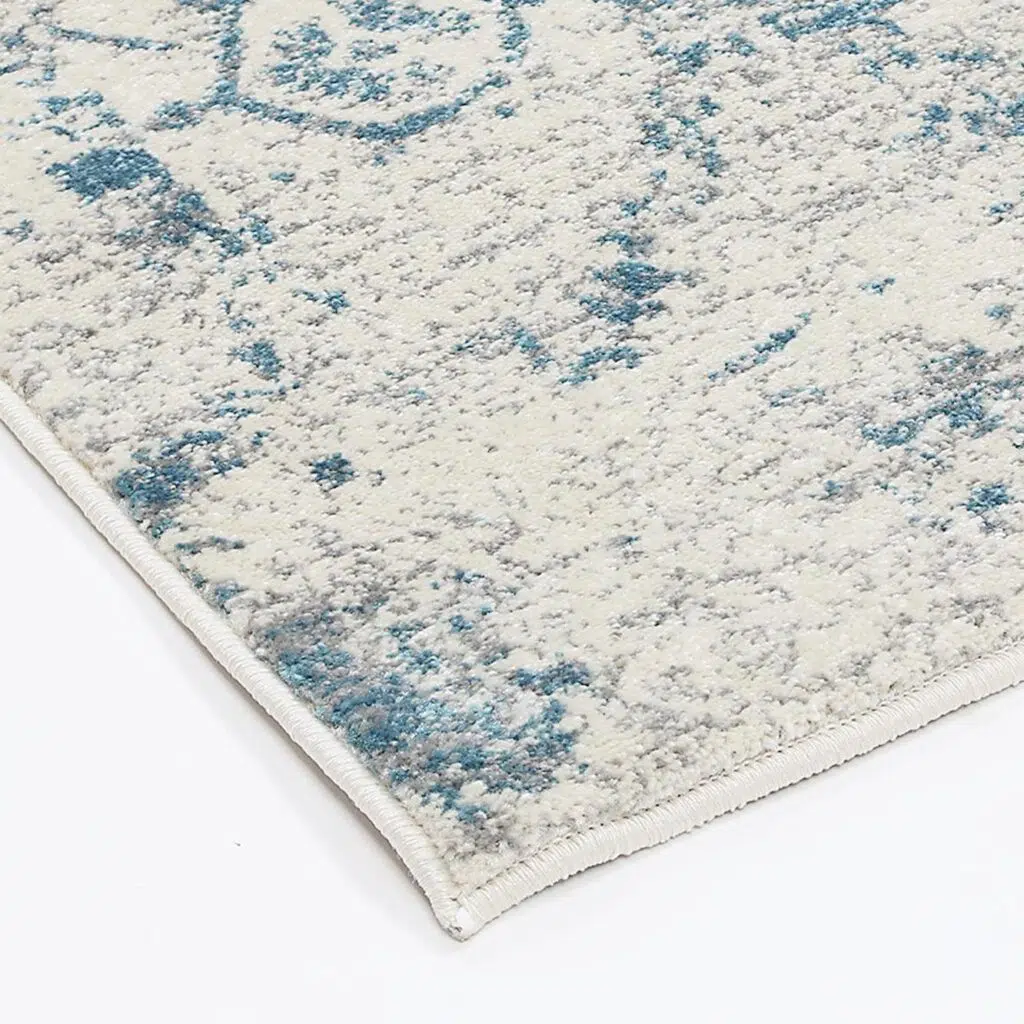 Durable Antique Rug with Heatset Polypropylene from Turkey, Ivory & Blue