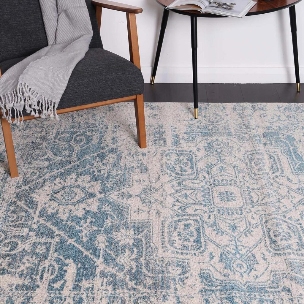 Delicate Audrey Ivory Blue Rug - Durable, Classic Design, Heatset Polypropylene