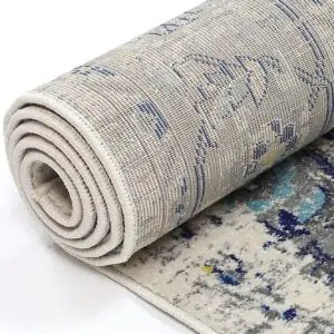 Delicate MeMontana Ivory & Blue Rug - Heatset polypropylene, Turkish crafting, timeless design for living rooms, offices, and lounges.