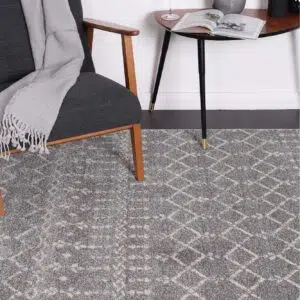 Delicate Cassiday Grey & Ivory Wool Rug, Heatset Polypropylene, Turkey Crafted