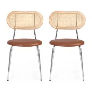 Artiss Brown Dining Chairs Retro Modern Comfort PU Leather Metal Legs