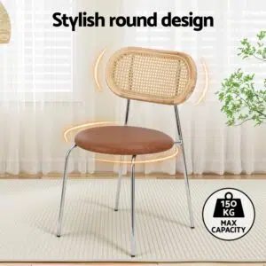 Retro Modern Dining Chairs Comfortable Durable Stylish Brown Set of 2 Easy Clean Assembly