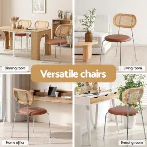 Artiss Dining Chairs Brown Set of 2 Retro Style Modern Comfort Durable Easy Assembly