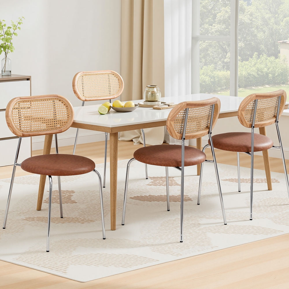 Artiss Brown Dining Chairs Set (4 pcs) - Retro Comfort & Durability