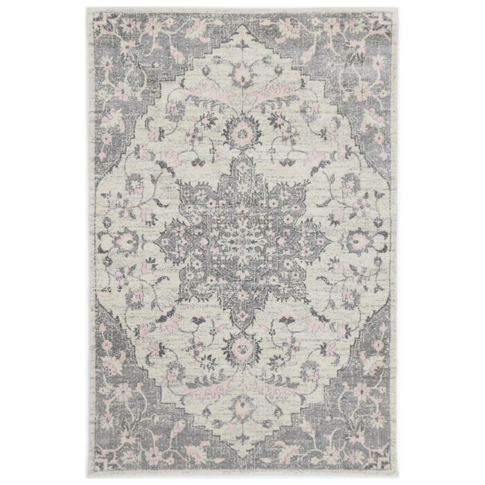 Delicate Madeleine Grey & Ivory Rug Heatset Polypropylene