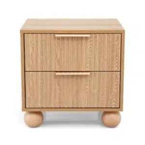 Modern compact bedside table with 2 drawers and pine finish for organized storage