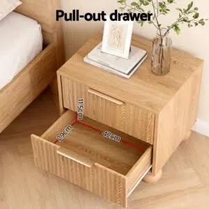 Modern bedside table 2 drawers pine finish compact storage