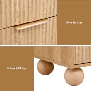 Modern bedside table 2 drawers pine finish durable storage