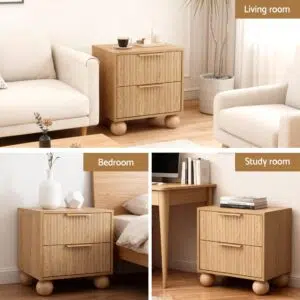 Modern Bedside Table with Storage and Durable Design – Pine Finish, Compact for Small Spaces