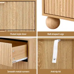 Artiss 4-Drawer Chest of Drawers, Pine Finish, Modern Storage