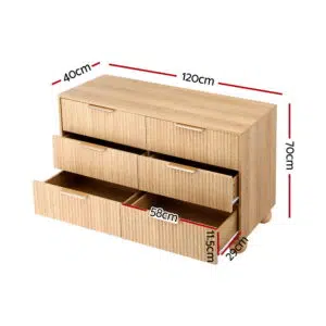 Artiss 6-Drawer Storage Cabinet with Pine Finish