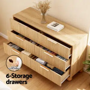 Artiss 6-Drawer Tallboy Pine Cabinet (E1 12/15mm PB)