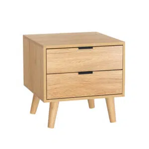 Artiss Bedside Table 2 Drawers Pine Scandinavian Design 15mm Particle Board 50x40x50cm 20kg Load 44.5x30x6cm Pine Wood