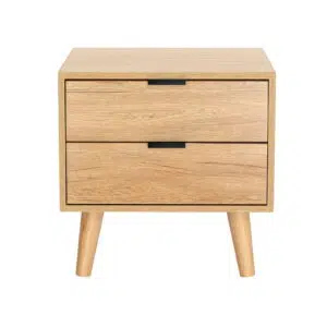 Scandinavian Bedside Table 2 Drawers Pine 15mm Particle Board