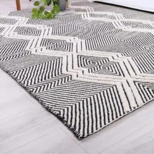 Himalaya Saw Tribal Ivory Wool Rug 70% Wool & 30% Polyester for Durability & Comfort