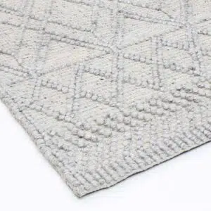 Himalaya Diamond Tribal Grey Wool Rug - Elegant layered design with natural elegance, 70% wool, 30% polyester, 12mm pile, low-shedding, durable, seamless integration, modern interior.