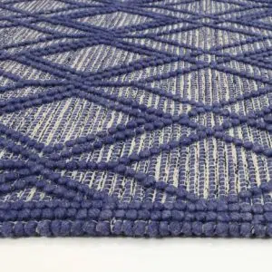 Himalaya Cobblestone Tribal Blue 12mm Pile Wool Rug Premium Wool Polyester Blend