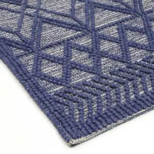 Himalaya Cobblestone Tribal Blue Wool Rug - 70% wool, 30% polyester, 12mm pile, latex-free, elegant layered texture