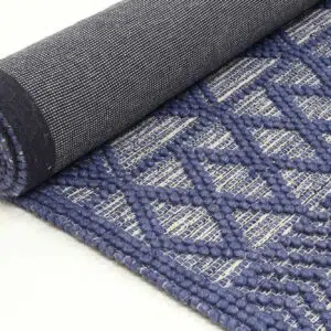 Himalaya Cobblestone Tribal Blue Wool Rug - 12mm Pile, Premium Wool & Polyester, Elegant Layered Texture, Durable for Moderate Traffic