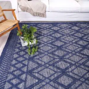 Himalaya Cobblestone Tribal Blue Wool Rug - Elegant Design with Layered Texture & 12mm Pile Height