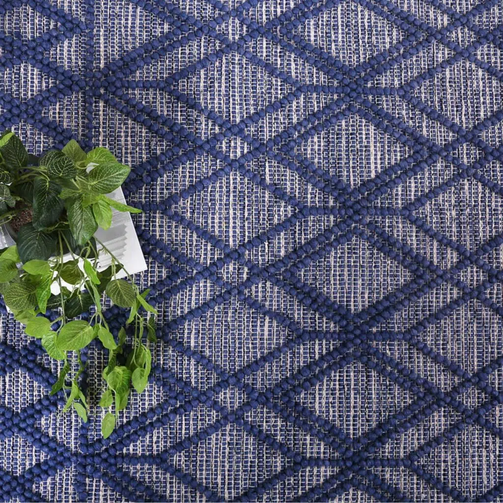 Himalaya Cobblestone Tribal Blue Wool Rug – Elegant Design, 12mm Pile, 70% Wool 30% Polyester