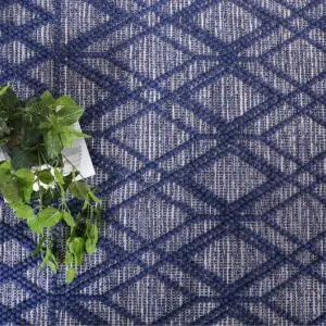 Himalaya Cobblestone Tribal Blue Wool Rug – Elegant Design, 12mm Pile, 70% Wool 30% Polyester