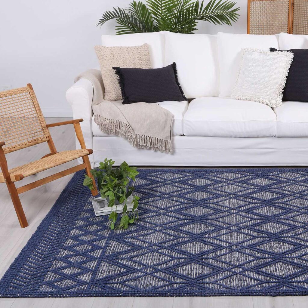 Himalaya Cobblestone Tribal Blue Wool Rug - Elegant Design & Layered Texture, Premium Material, Durability for Modern Interiors