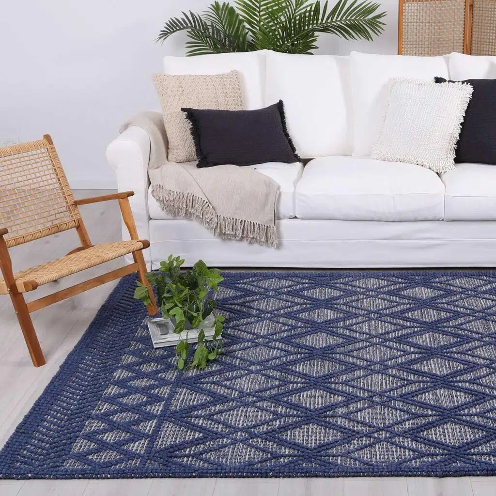 Himalaya Cobblestone Tribal Blue Wool Rug - Elegant Design & Layered Texture, Premium Material, Durability for Modern Interiors